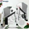 Logo Printed Oakland Raiders Ugly Christmas Sweater Gray – Perfect Gift For A Fan