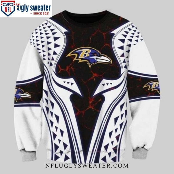 NFL Football Team Baltimore Ravens Logo Radiance Ugly Christmas Sweater