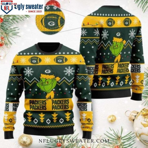 NFL Football Team Logo Cute Grinch Green Bay Packers Ugly Sweater