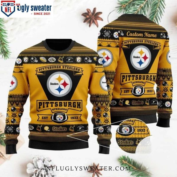 NFL Football Team Pittsburgh Steelers Est 1933 – Personalized Ugly Christmas Sweater