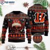 Stylish Bengals Logo And Diamond Pattern Ugly Sweater