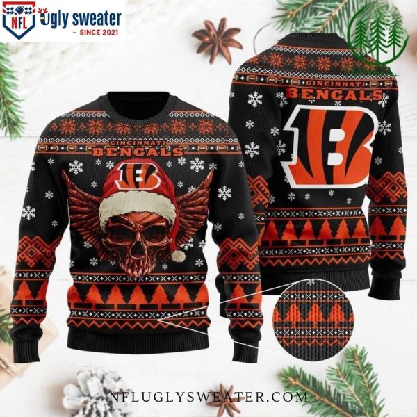 NFL Golden Skull Bengals – Logo Print Ugly Christmas Sweater