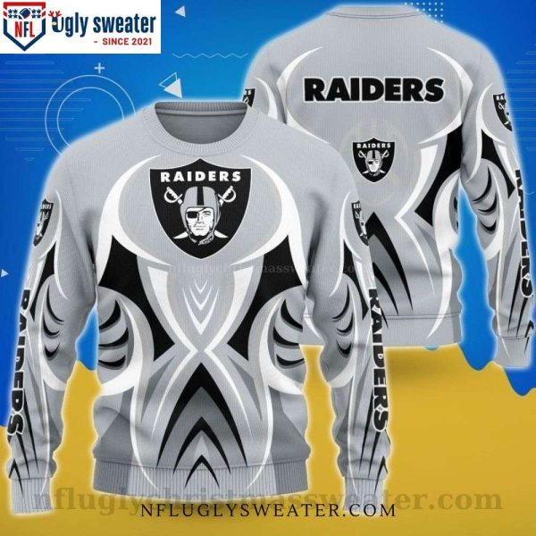 NFL Gray Shirt Raiders Ugly Christmas Sweater – Top Design For Raiders Fans