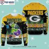 Green Bay Packers Ugly Christmas Sweater With Playful Snow Graphics