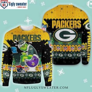 NFL Green Bay Packers Grinch Sits On Packers Toilet Helmet 3D Ugly Sweater