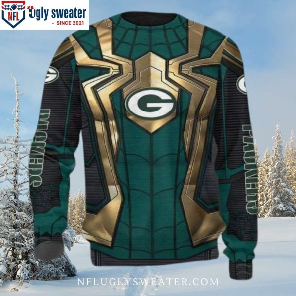 NFL Green Bay Packers Spider-Man Edition Ugly Xmas Sweater