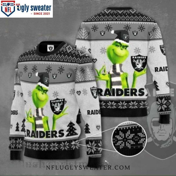 NFL Grinch Holding Raiders Logo Ugly Christmas Sweater – Ideal For Fans