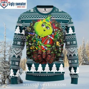 NFL Grinch Hug Philadelphia Eagles Football Mens Eagles Christmas Sweater 1 1