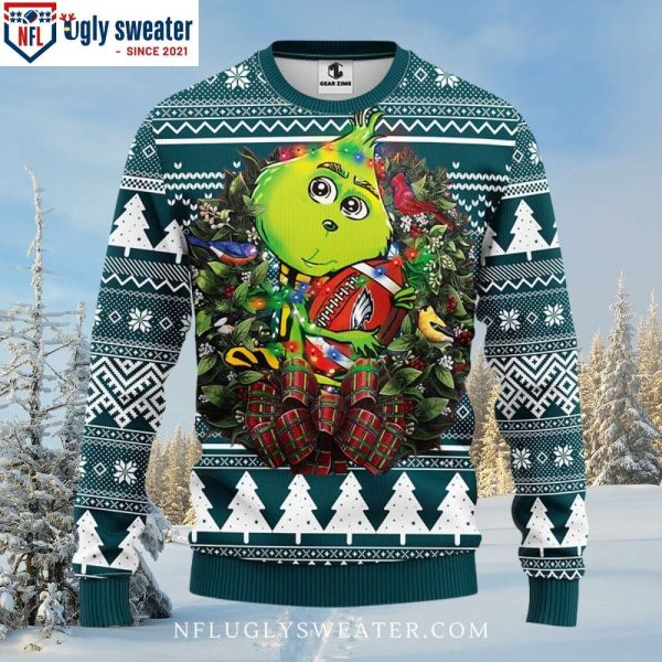 NFL Grinch Hug Philadelphia Eagles Football – Men’s Eagles Christmas Sweater