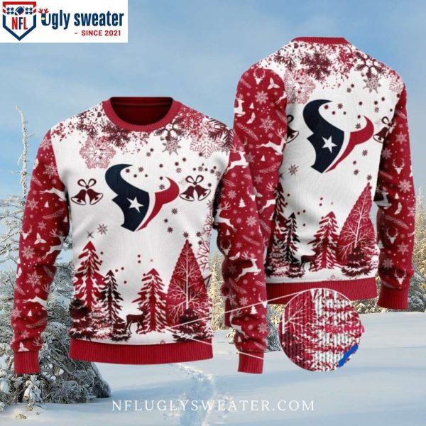 NFL Houston Texans White Snowy Forest Ugly Christmas Sweater