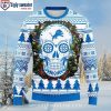 NFL Detroit Lions Logo Print American Flag Ugly Christmas Sweater