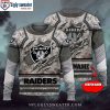 Lightning, Snowflakes and Logo Print Raiders Ugly Christmas Sweater – Ideal Gift for Fans