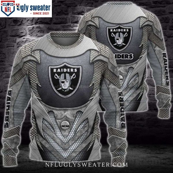 NFL Logo Printed Oakland Raiders Ugly Christmas Sweater – Stand Out in Style