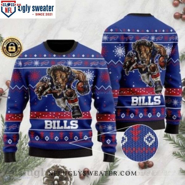 NFL Mascot Rushing Buffalo Bills Ugly Christmas Sweater