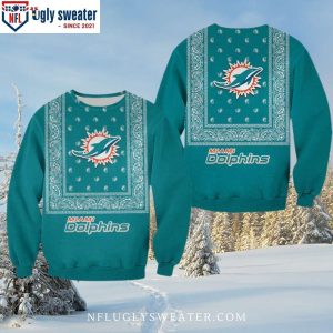 NFL Miami Dolphins Bandana Pattern Ugly Christmas Sweater