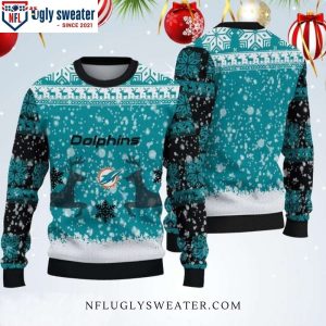 NFL Miami Dolphins Christmas Sweater – Christmas Cool Reindeer Design