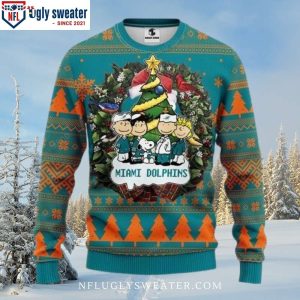 NFL Miami Dolphins Christmas Sweater – Snoopy Show Dolphins Edition