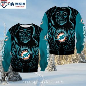 NFL Miami Dolphins Death Skull Ugly Christmas Sweater