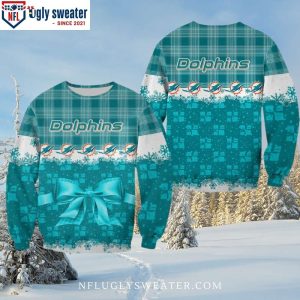 NFL Miami Dolphins Gift Box Plaid Ugly Sweater Unique Gift For Fans