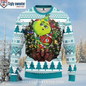 NFL Miami Dolphins Ugly Christmas Sweater – Grinch Hug Football Logo Print