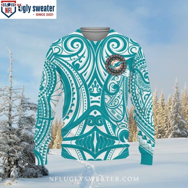 NFL Miami Dolphins Ugly Christmas Sweater – Mandala Texture Design