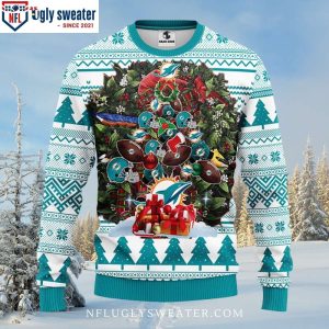 NFL Miami Dolphins Ugly Sweater – Unique Christmas Tree Logo Print