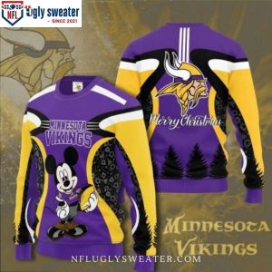 NFL Minnesota Vikings Ugly Christmas Sweater With Mickey Logo Print