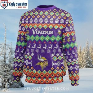 NFL Minnesota Vikings Ugly Sweater – Logo Print with Colorful Pattern