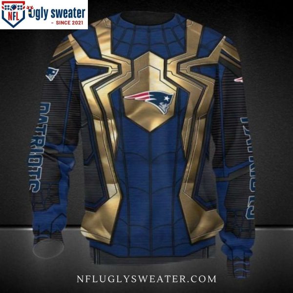 NFL New England Patriots Ugly Sweater With Spider-Man Edition