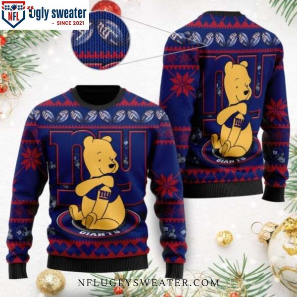 NFL New York Giants Cute Winnie The Pooh Bear Ugly Christmas Sweater