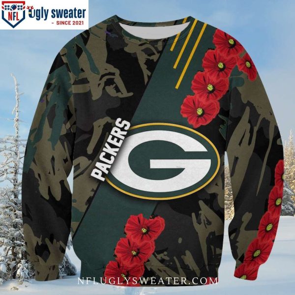 NFL Packers Flower Graphic On Green Bay Packers Ugly Sweater