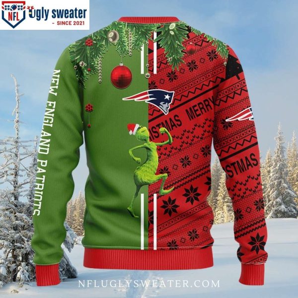 NFL Patriots Logo Print Ugly Christmas Sweater – Grinch And Scooby-Doo Graphics