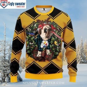 NFL Pittsburgh Steelers Pub Dog Festive Wreath Ugly Sweater