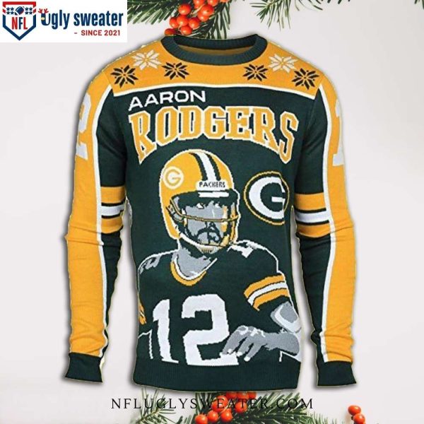 NFL Player Aaron Rodgers Green Bay Packers Ugly Christmas Sweater