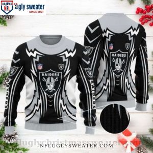 NFL Raiders Logo Print Ugly Christmas Sweater – Trendy Gift for Fans