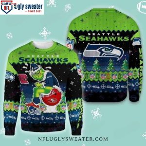 NFL Seattle Seahawks Grinch Sits On Broncos Toilet Helmet Xmas Sweater