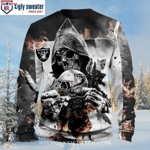 NFL Skulls Ugly Christmas Sweater for True Raiders Fans – Unique Gift Idea