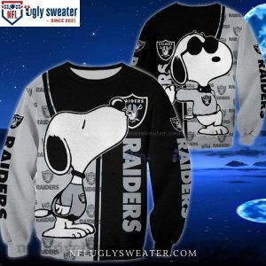 NFL Snoopy Kisses Raiders Logo Ugly Christmas Sweater – Ideal for Fans