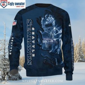 Navy Black Seattle Seahawks Ugly Christmas Sweater For Him