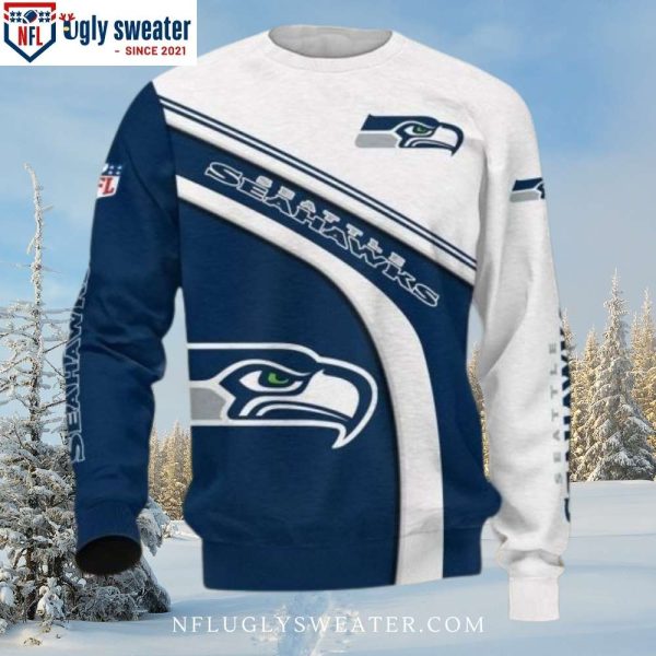 Navy White Seattle Seahawks Ugly Christmas Sweater For Him