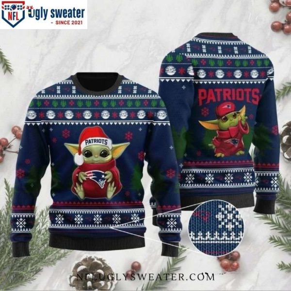 New England Patriots Logo Print Baby Yoda Graphics Ugly Sweater