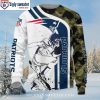 New England Patriots Logo Print Ugly Christmas Sweater – Tree Ball Christmas Graphic