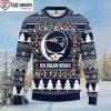 New England Patriots Logo Print Ugly Christmas Sweater – Skull Flower Graphic