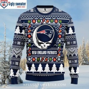 New England Patriots Logo Print Ugly Sweater Grateful Dead Graphics 1