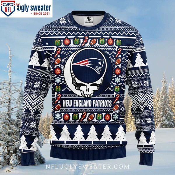 New England Patriots Logo Print Ugly Sweater – Grateful Dead Graphics