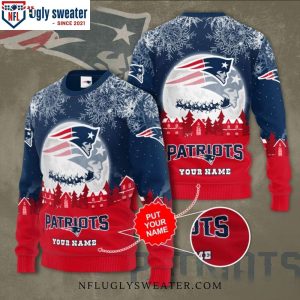 New England Patriots Santa Claus In The Moon Ugly Christmas Sweater