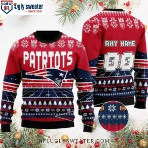 New England Patriots Stadium Motifs Custom Name Number Ugly Sweater