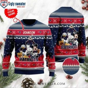 New England Patriots Ugly Christmas Sweater With Disney’s Donald Duck