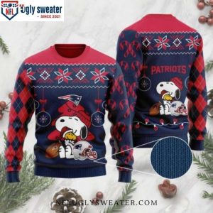 New England Patriots Ugly Sweater With Peanuts Snoopy Graphic