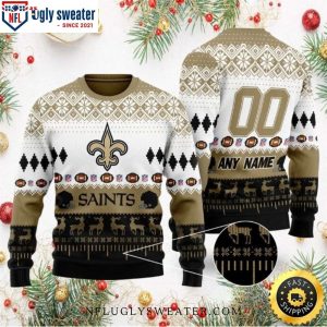 New Orleans Saints Custom Reindeer Football Ugly Xmas Sweater